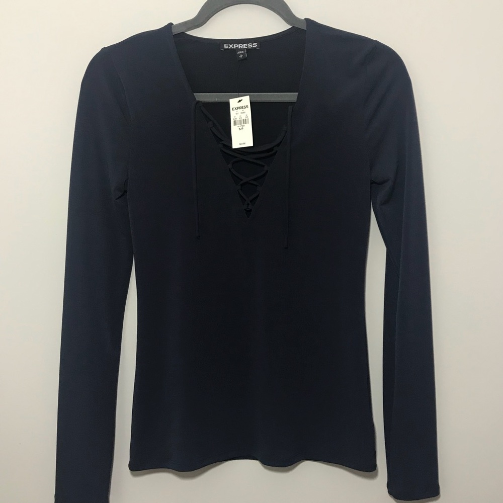 Express Navy long sleeve blouse